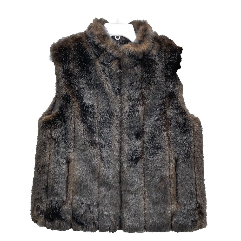 VTG Giacca Faux Fur Vest Women Medium Vegan Chic Cocktail Glamourous Winter 90's